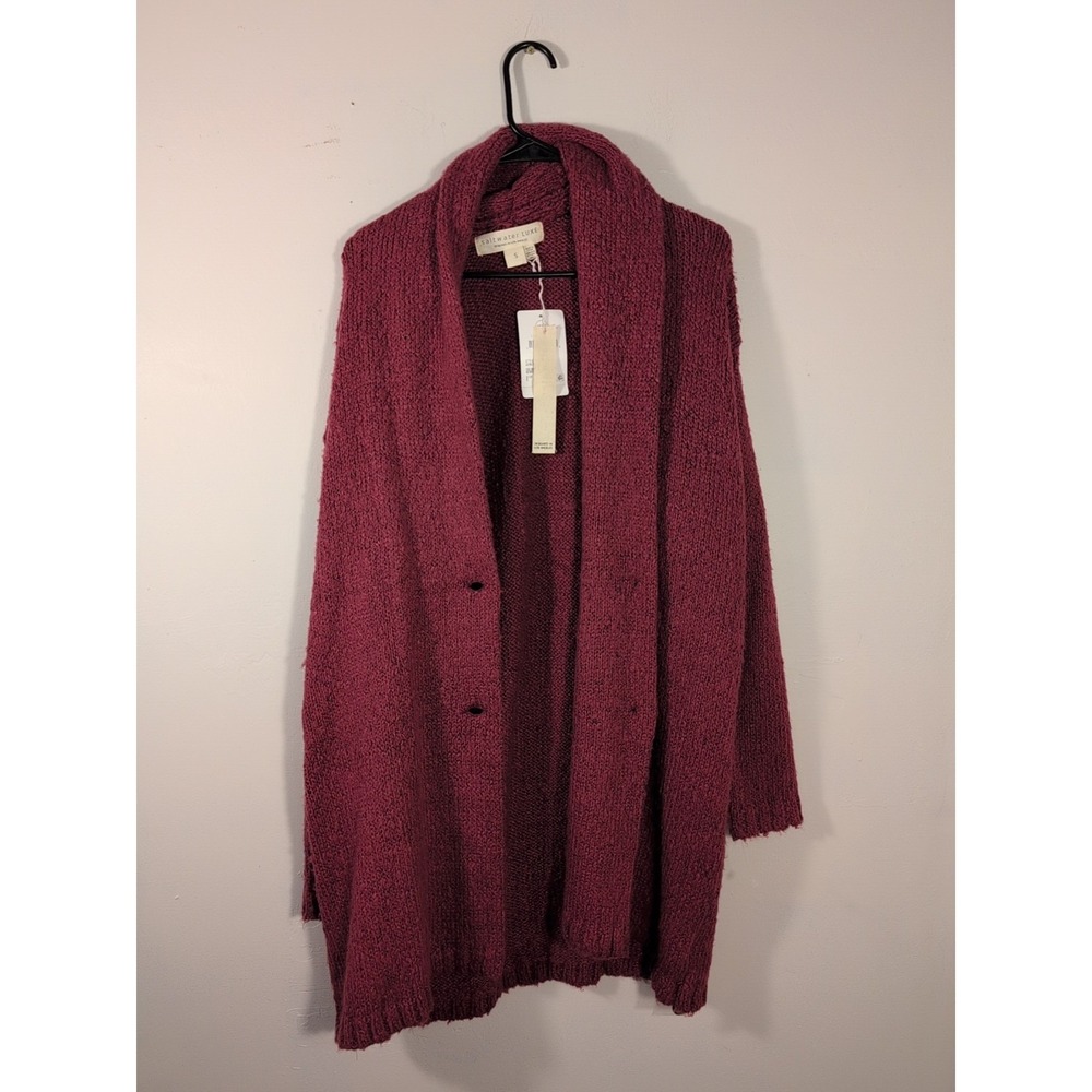 SALTWATER Luxe Desreeny Long Cardigan Duster Sweater Size Small Berry New
